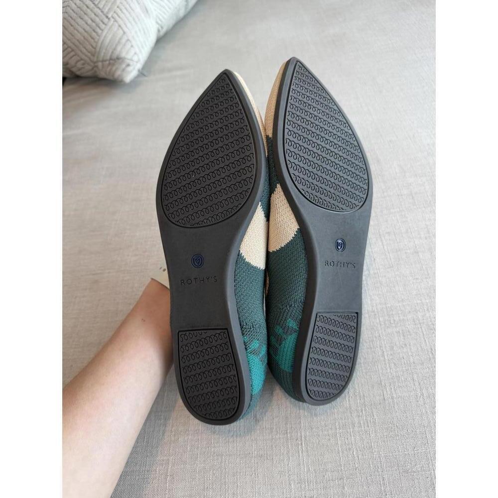 Rothy's Teal & Cream Pointed Knit Ballet Flat - Picture 8 of 8